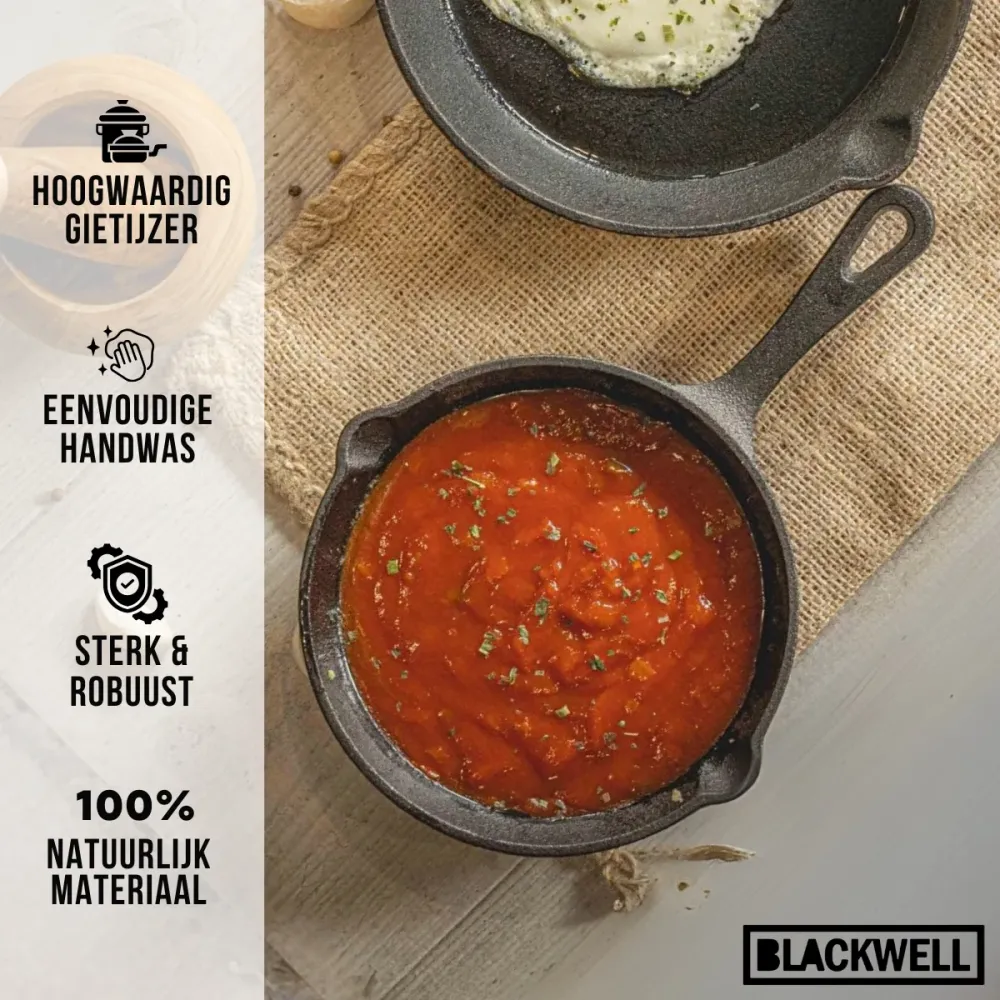Blackwell Koekenpan Skillet Gietijzer ø 16 cm - geschikt voor alle warmtebronnen - zonder anti-aanbaklaag