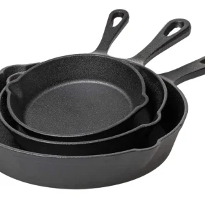 Blackwell Koekenpannenset Skillets Gietijzer 3-Delig ø 16, 20 & 25 cm - geschikt voor alle warmtebronnen - zonder anti-aan...