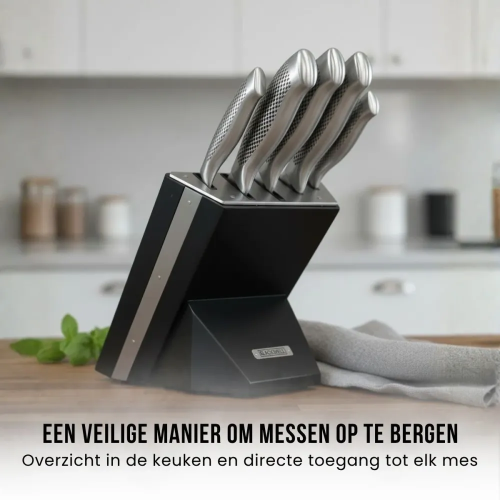 Blackwell Messenblok - Noire - Koksmes, Santokumes, Broodmes, Officemes & Schilmes 6-delig