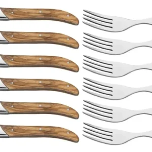 Blackwell Steakbestek Laguiole - Steakmessen & Steakvorken - Olijfhout - 12 Stuks