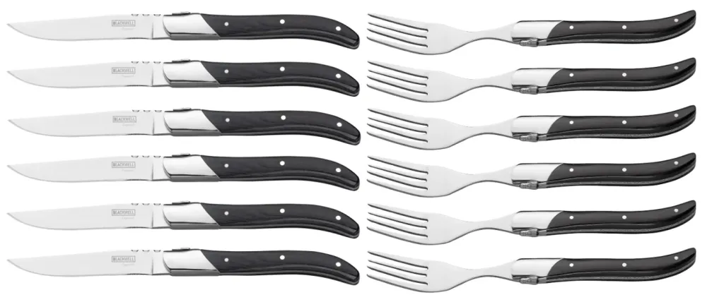 Blackwell Steakbestek Laguiole - Steakmessen & Steakvorken - Pakkahout - 12 Stuks