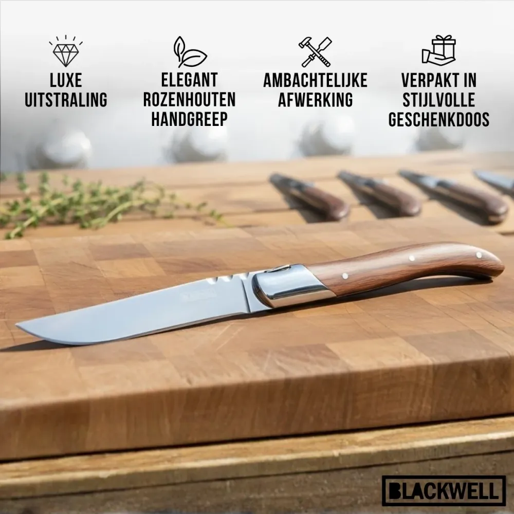 Blackwell Steakmessen Laguiole - Rozenhout - 6 Stuks