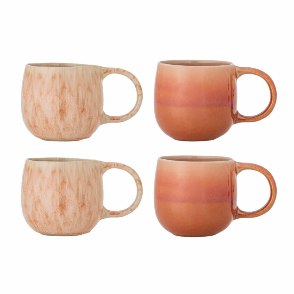 Bloomingville Aardewerk mokken set Roselyn Rose 4 stuks.