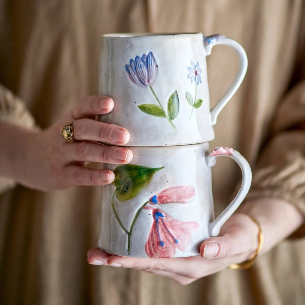 Bloomingville Camilla stoneware mokken multi set van 2 stuks