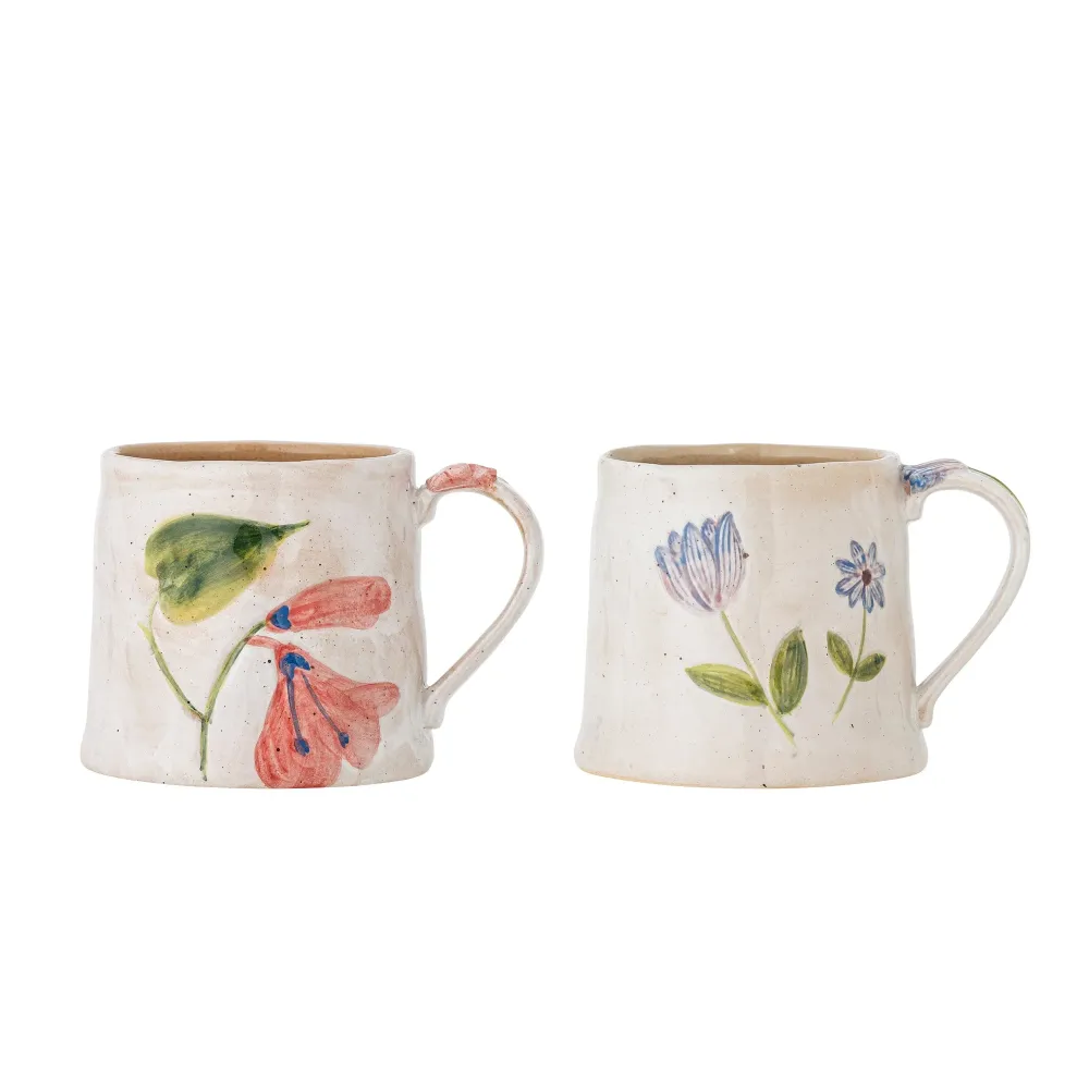Bloomingville Camilla stoneware mokken multi set van 2 stuks
