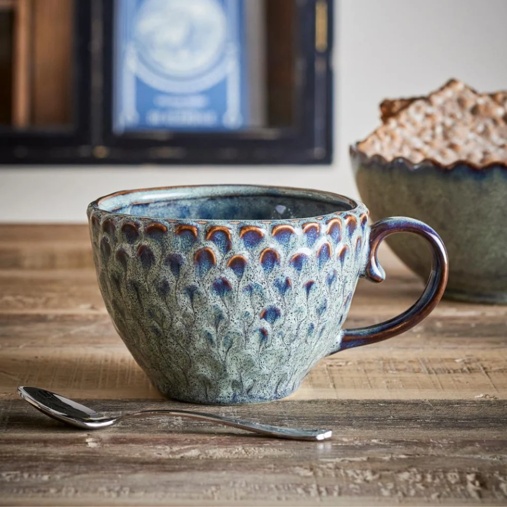 Bloomingville Elegante steengoed mokken set Katrina Grijs 4 stuks.