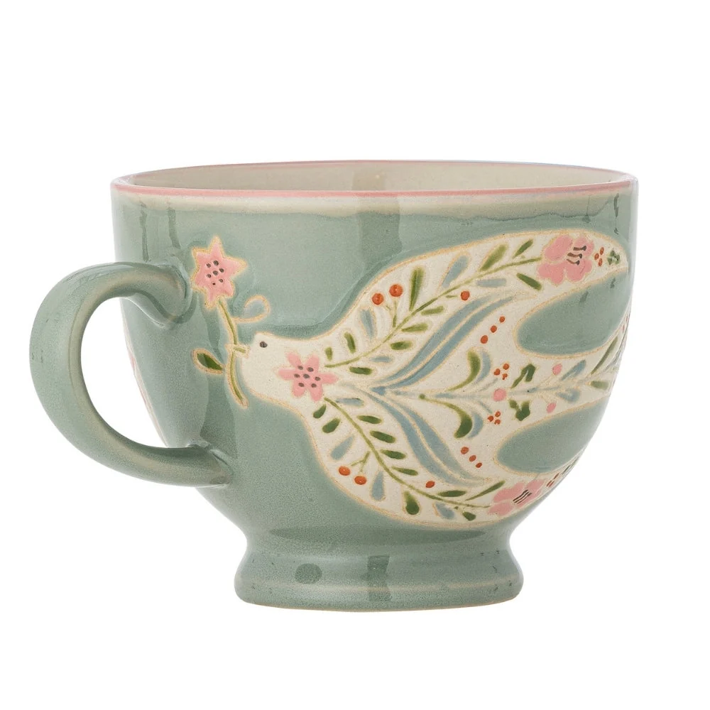 Bloomingville Rosalynde Green stoneware mokken set van 4 stuks