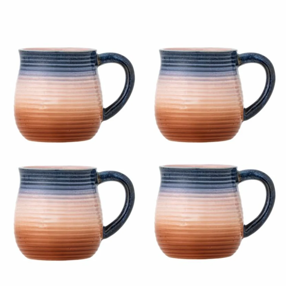 Bloomingville Tatum Multi 4-delige stoneware mokken set.