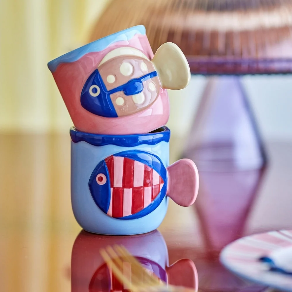 Bloomingville Willy Multi aardewerk mokken set van 2 stuks