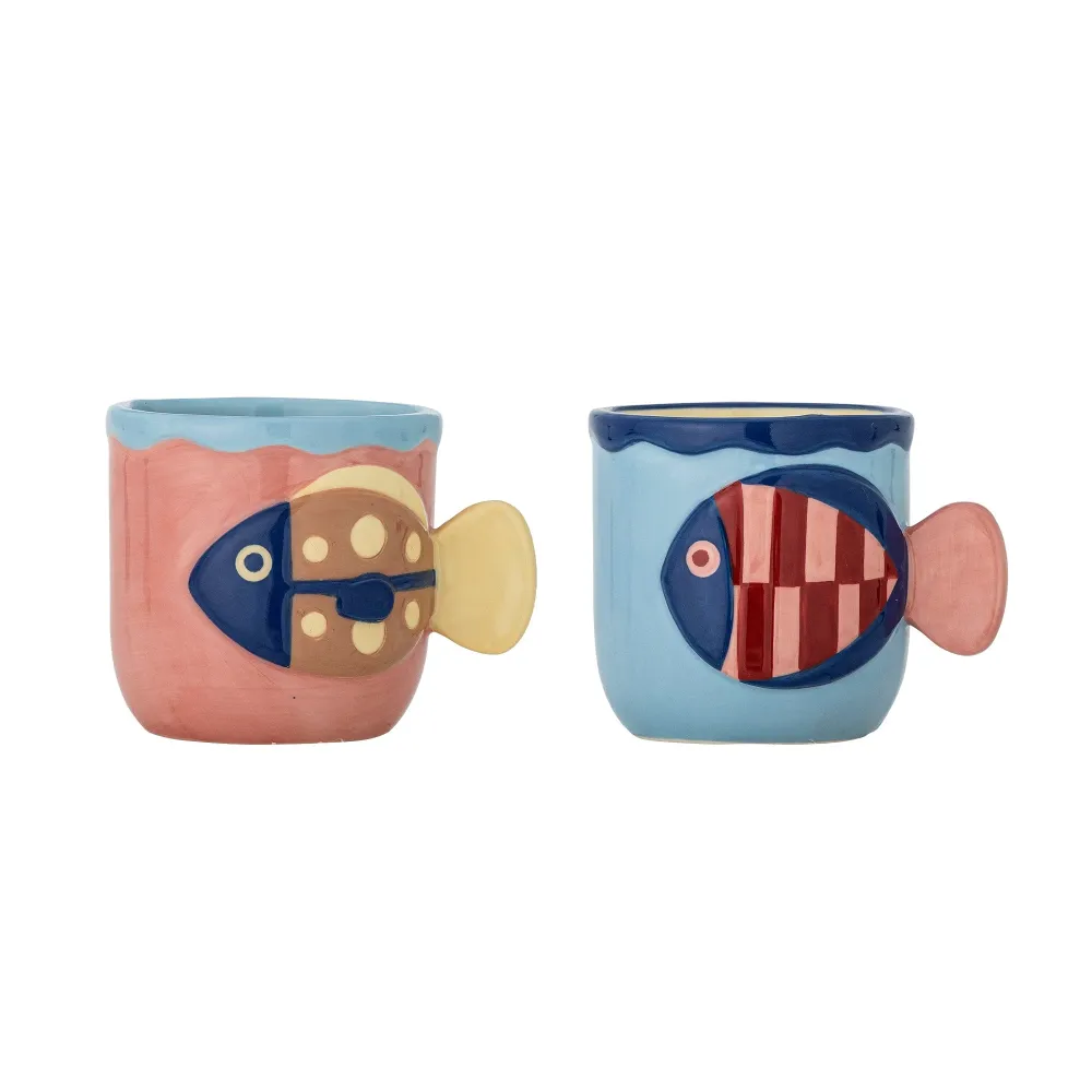 Bloomingville Willy Multi aardewerk mokken set van 2 stuks