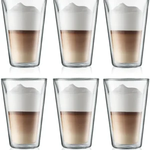Bodum Dubbelwandige latte macchiato glazen Canteen - gepatenteerd ventiel - 400 ml - 6 stuks