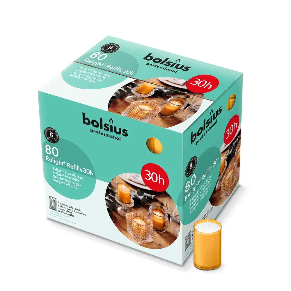 Bolsius ReLight navulling 80st 30hr amber -
