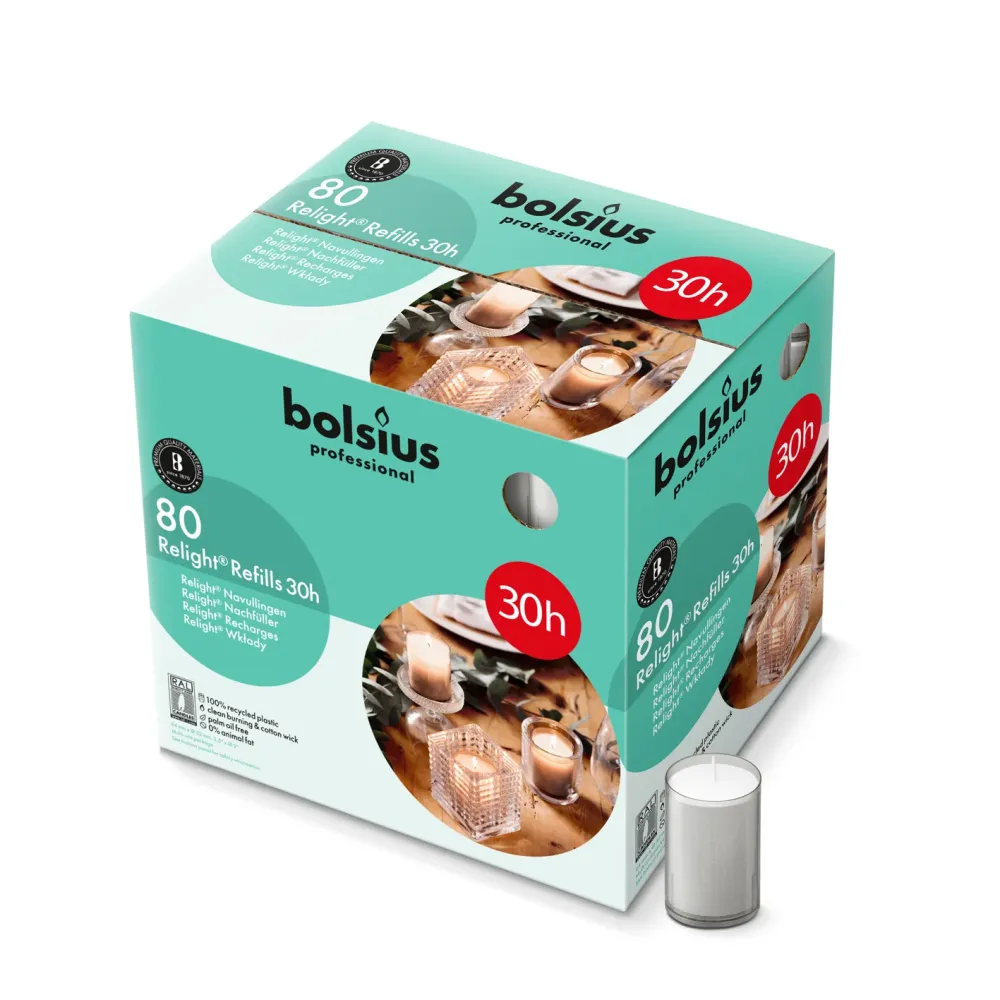 Bolsius ReLight navulling 80st 30hr grijs -