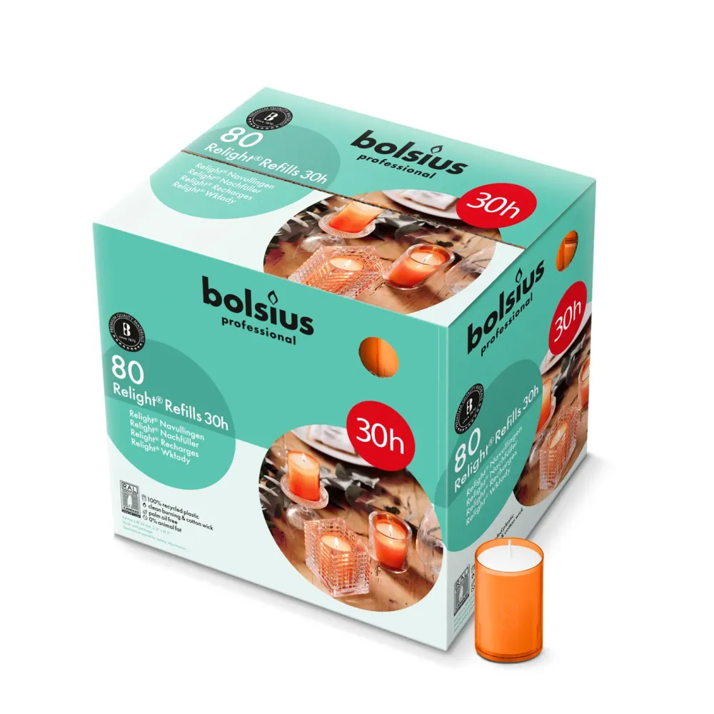 Bolsius ReLight navulling 80st 30hr oranje -