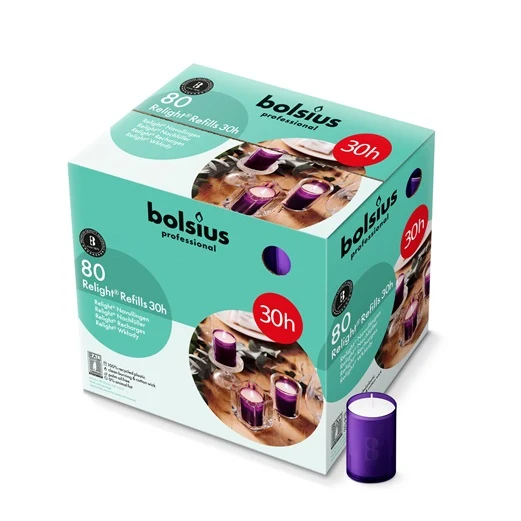 Bolsius ReLight navulling 80st 30hr paars -