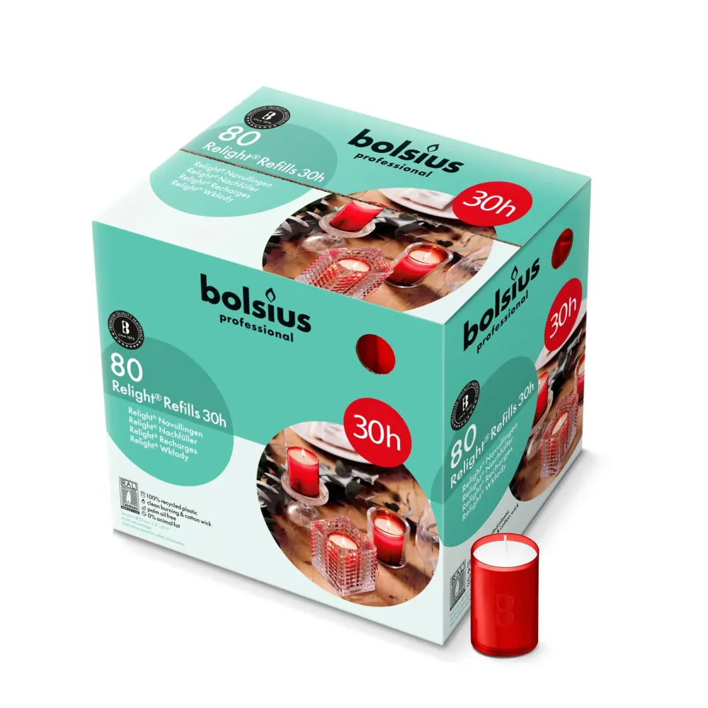 Bolsius ReLight navulling 80st 30hr rood -