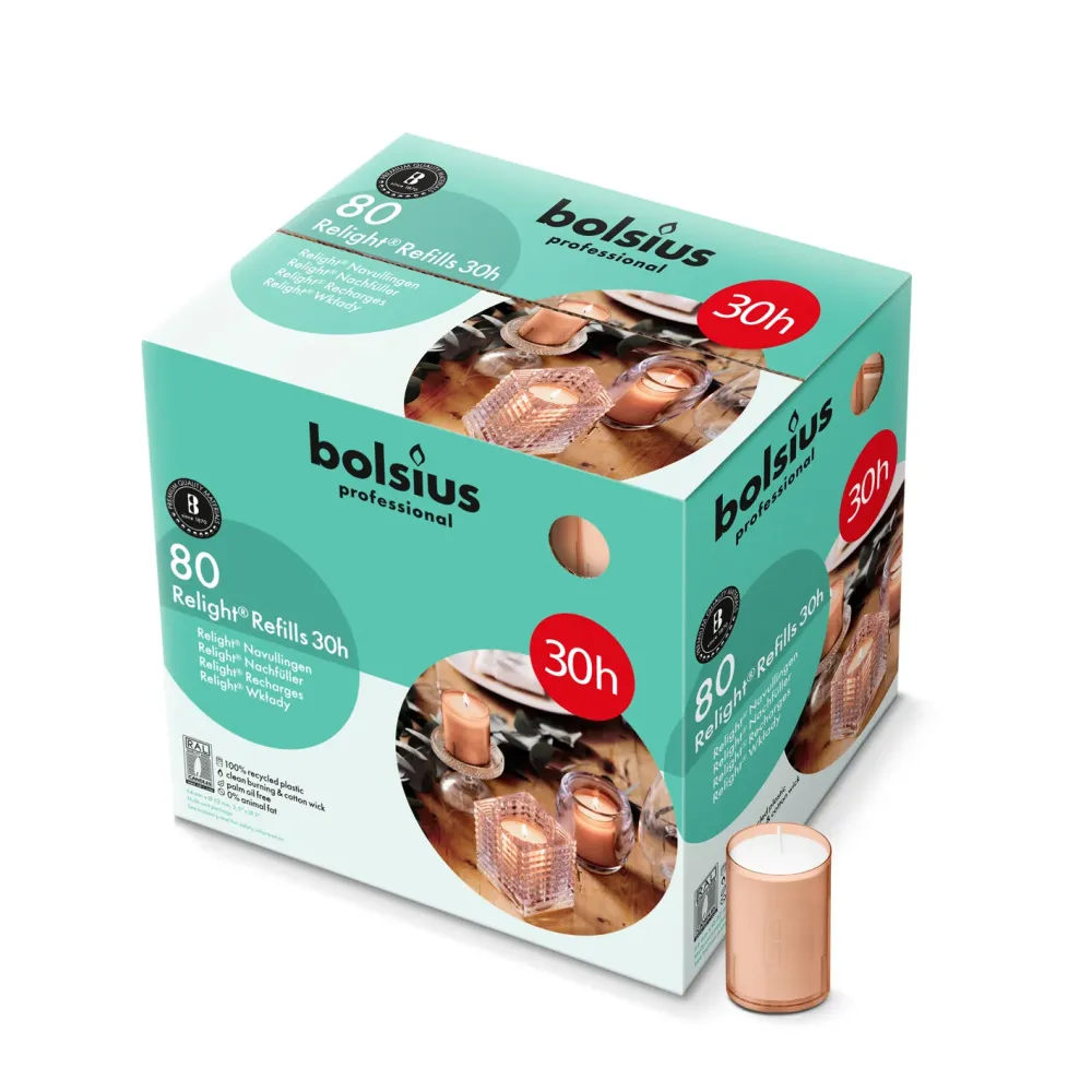 Bolsius ReLight navulling 80st 30hr roze -