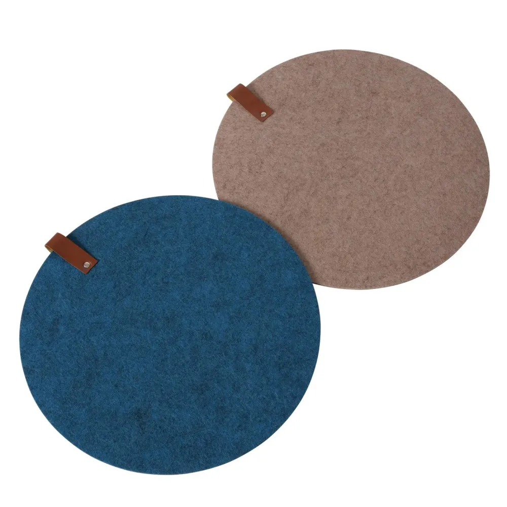 Boltze Home Placemat Modena vilt met leren stukje- Dia 38cm- verkrijgbaar bruin blauw