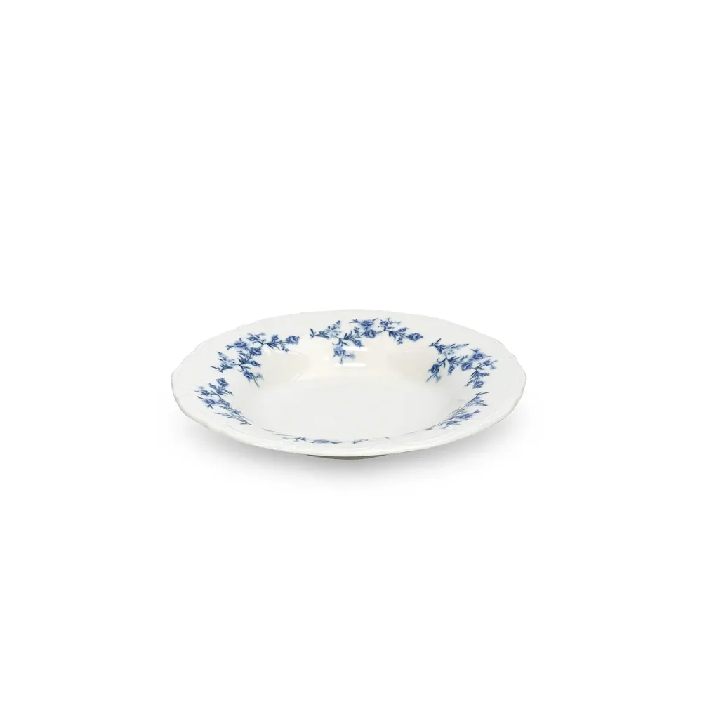 Bonbistro - Diep bord 23,5/14xH4cm blue flower Retro - Set van 6