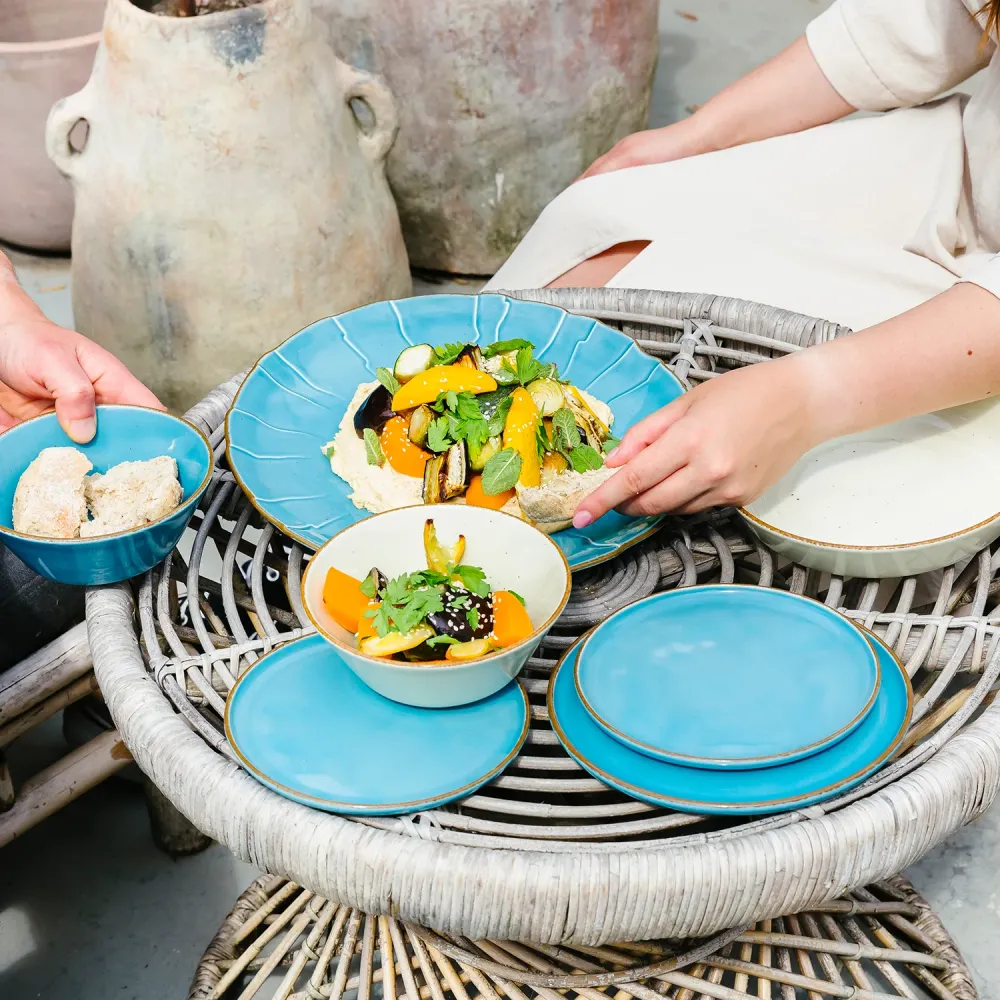 Bonbistro - Plat bord 17,5cm blauw Collect - Set van 6