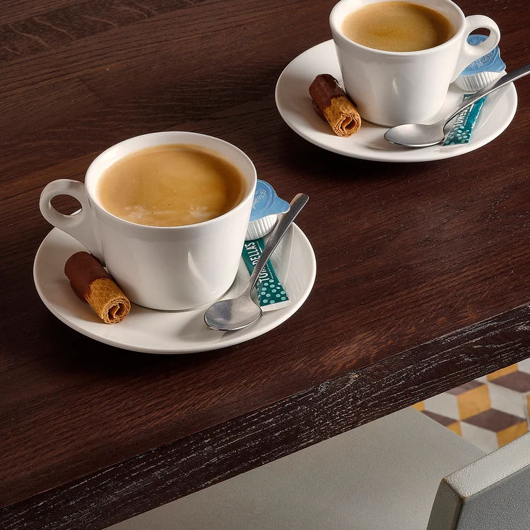 Bonbistro - Schotel 15,5cm voor kop 16cl en kop 20,5cl wit Barista - Set van 6
