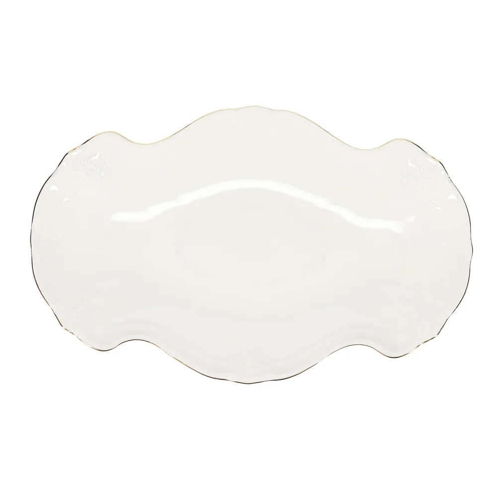 Bonbistro - Serveerschaal 39x25cm met gouden rand Retro - Set van 2
