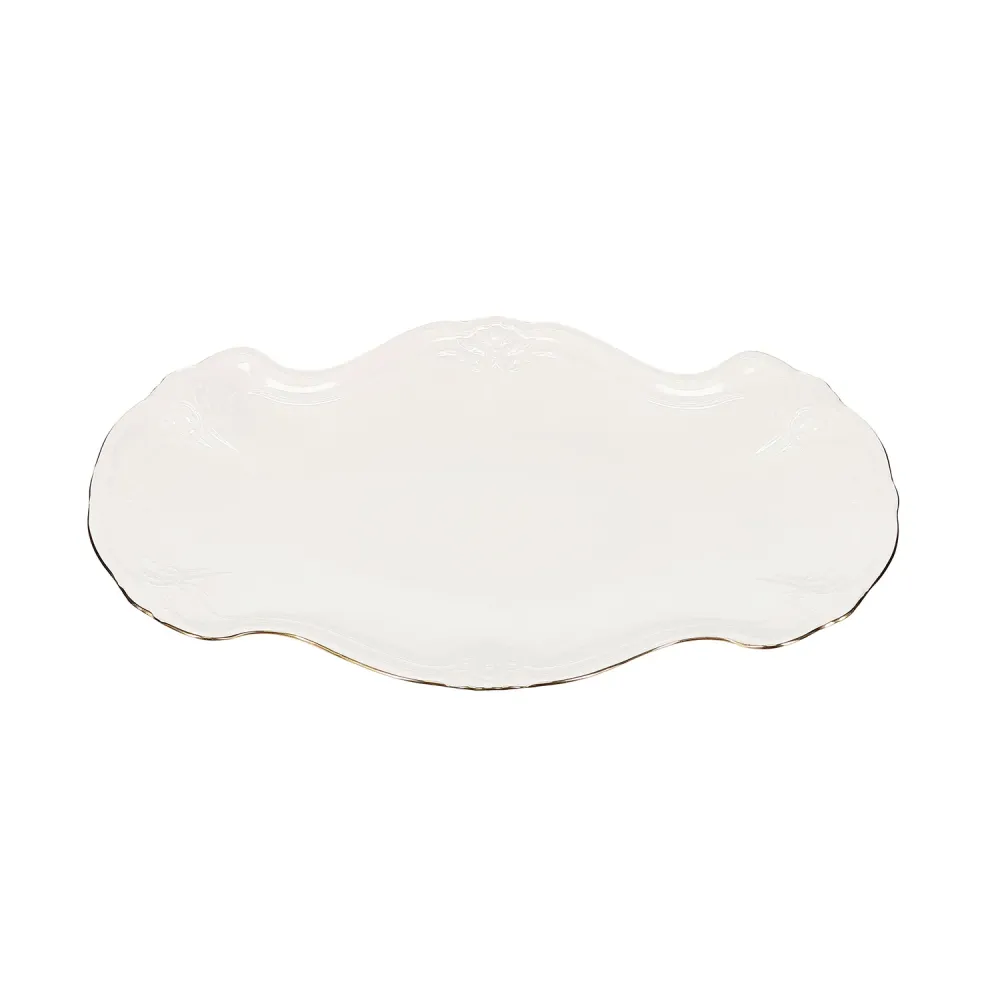 Bonbistro - Serveerschaal 39x25cm met gouden rand Retro - Set van 2