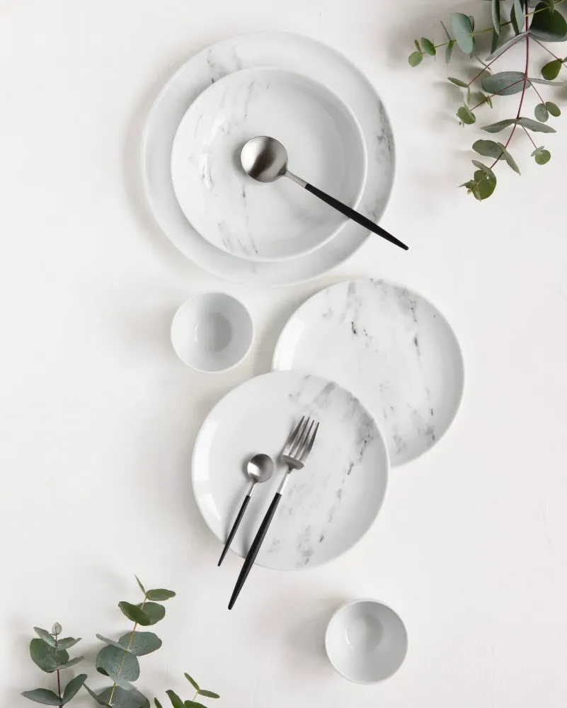 Diepe Bord Marble Bone and White