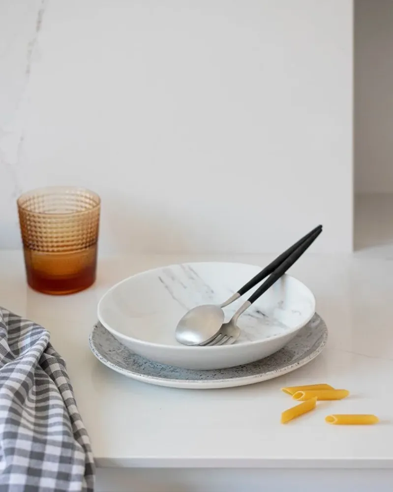 Diepe Bord Marble Bone and White