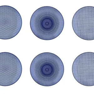 bord PATTERN Ø21cm - 6 stuks - Donker blauw