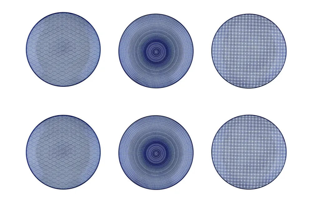 bord PATTERN Ø21cm - 6 stuks - Donker blauw