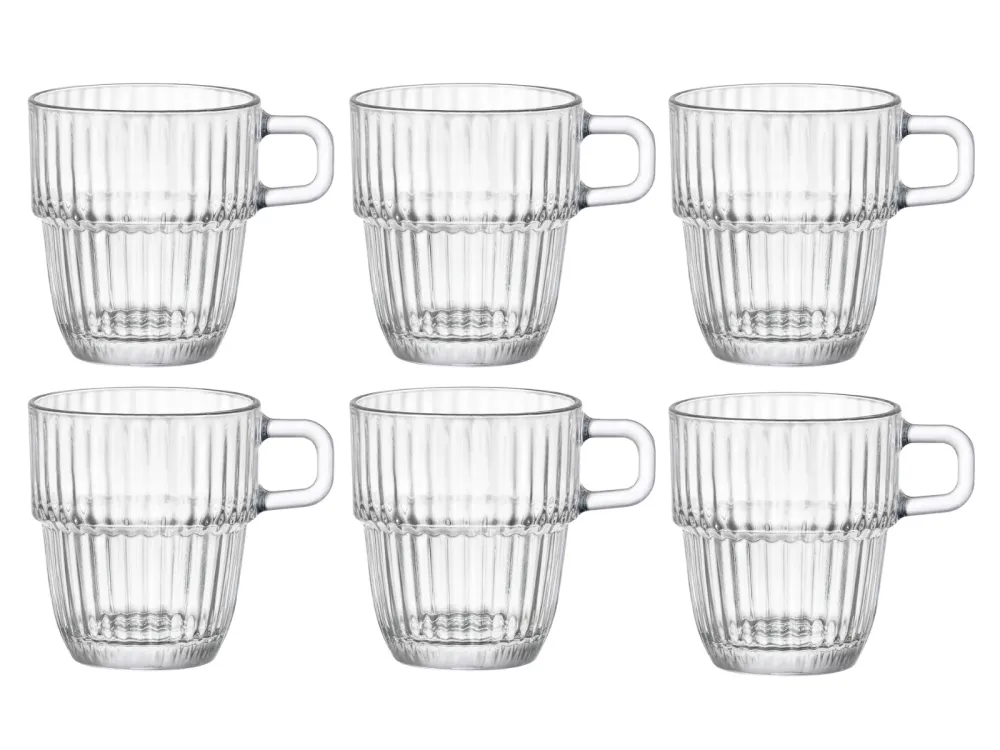 Bormioli Rocco Koffiekopjes met oor - Stapelbaar - Barshine 185 ml - 6 Stuks