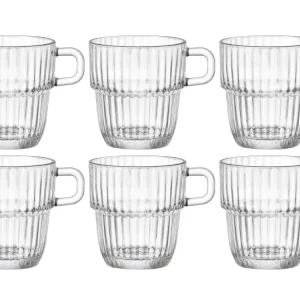 Bormioli Rocco Theeglazen - Koffiekopjes met oor - Stapelbaar - Barshine 250 ml - 6 Stuks