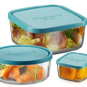 Bormioli Rocco Vershoudbakjes Frigoverre - Glas - Blauw - 3 stuks