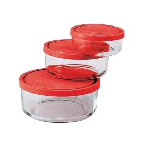 Bormioli Rocco Vershoudbakjes Frigoverre - Glas - Rood 3-Delig