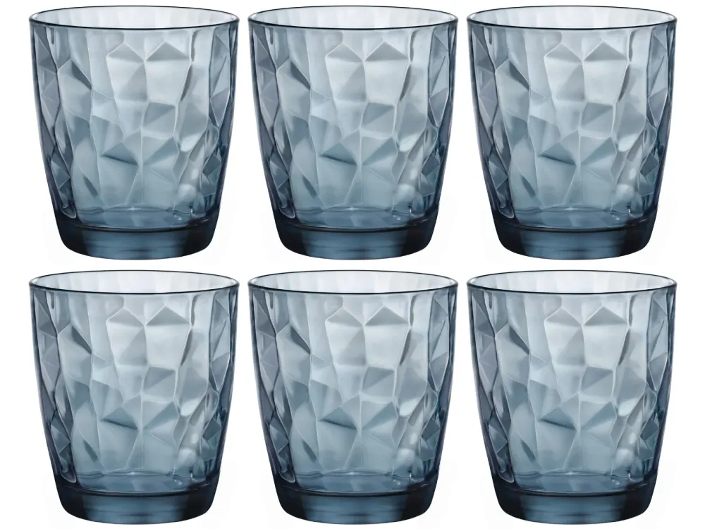 Bormioli Rocco Waterglazen Diamond - Blauw - 300 ml - 6 stuks