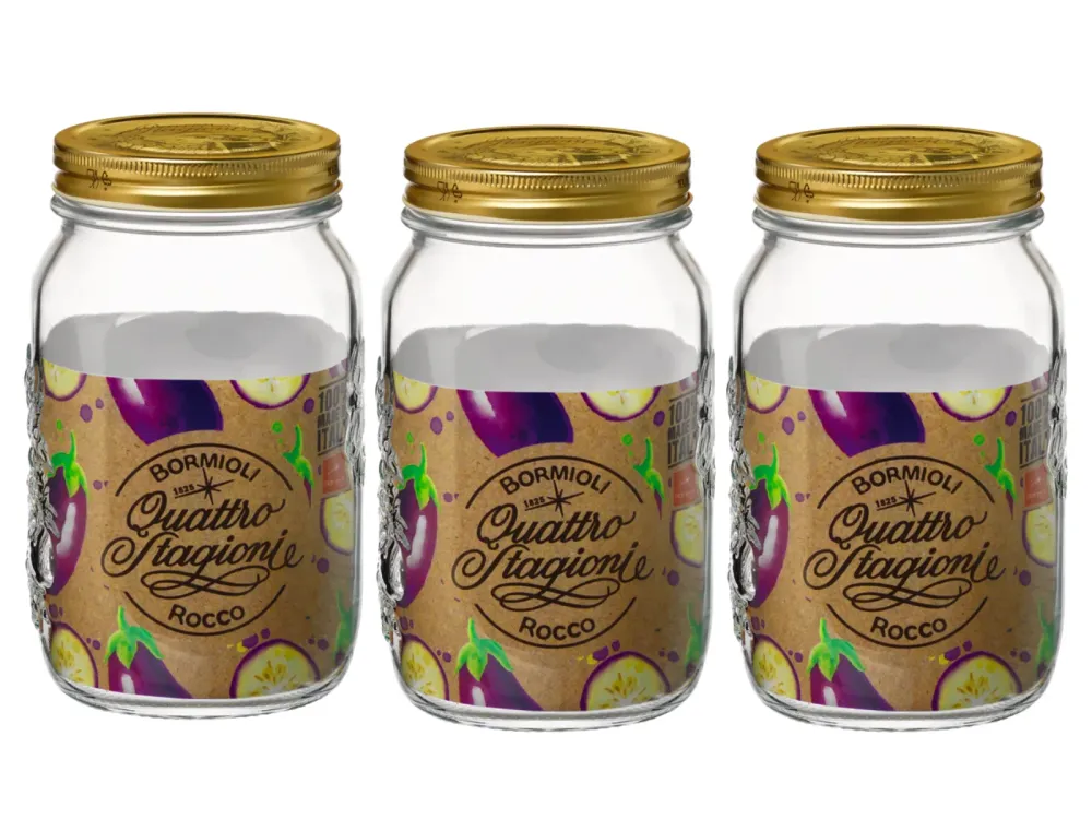 Bormioli Rocco Weckpot Quattro Stagioni - ø 8.6 cm / 1 liter - 3 stuks