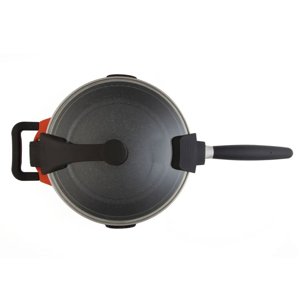 Braadpan met deksel oranje 24 cm