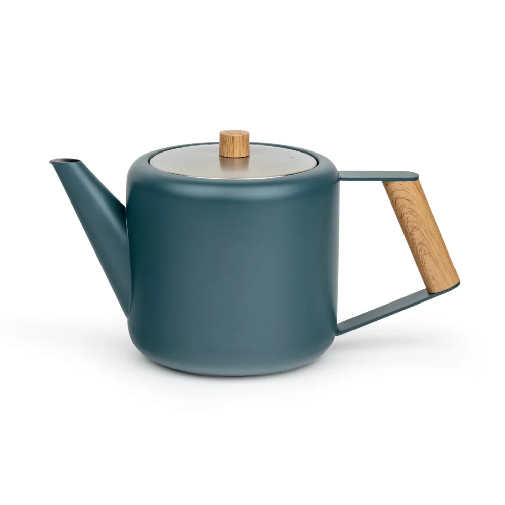 Bredemeijer - Dubbelwandige theepot Duet Design Boston - 1,1 liter - RVS - Blauw