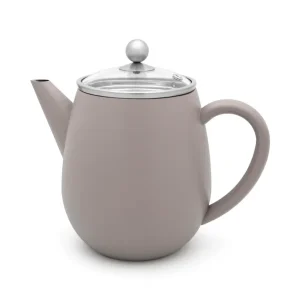 Bredemeijer - Dubbelwandige theepot Eva - 1,1 liter - Betongrijs - Met filter