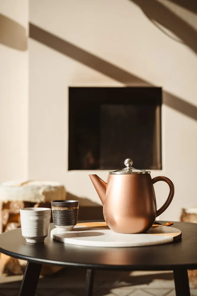 Bredemeijer - Dubbelwandige theepot Eva - 1,1 liter - Roestbruin - Met filter