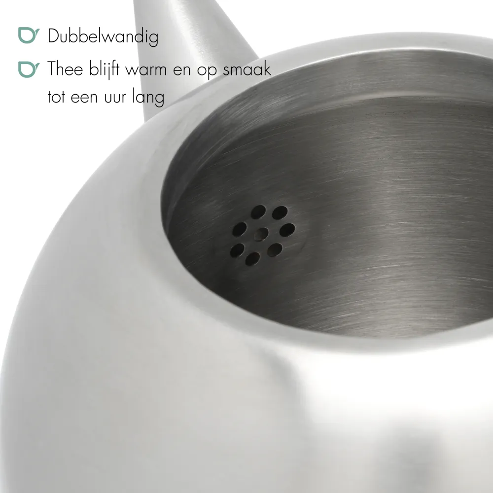 Bredemeijer - Dubbelwandige theepot Minuet Santhee - 0,5 liter - RVS - Mat