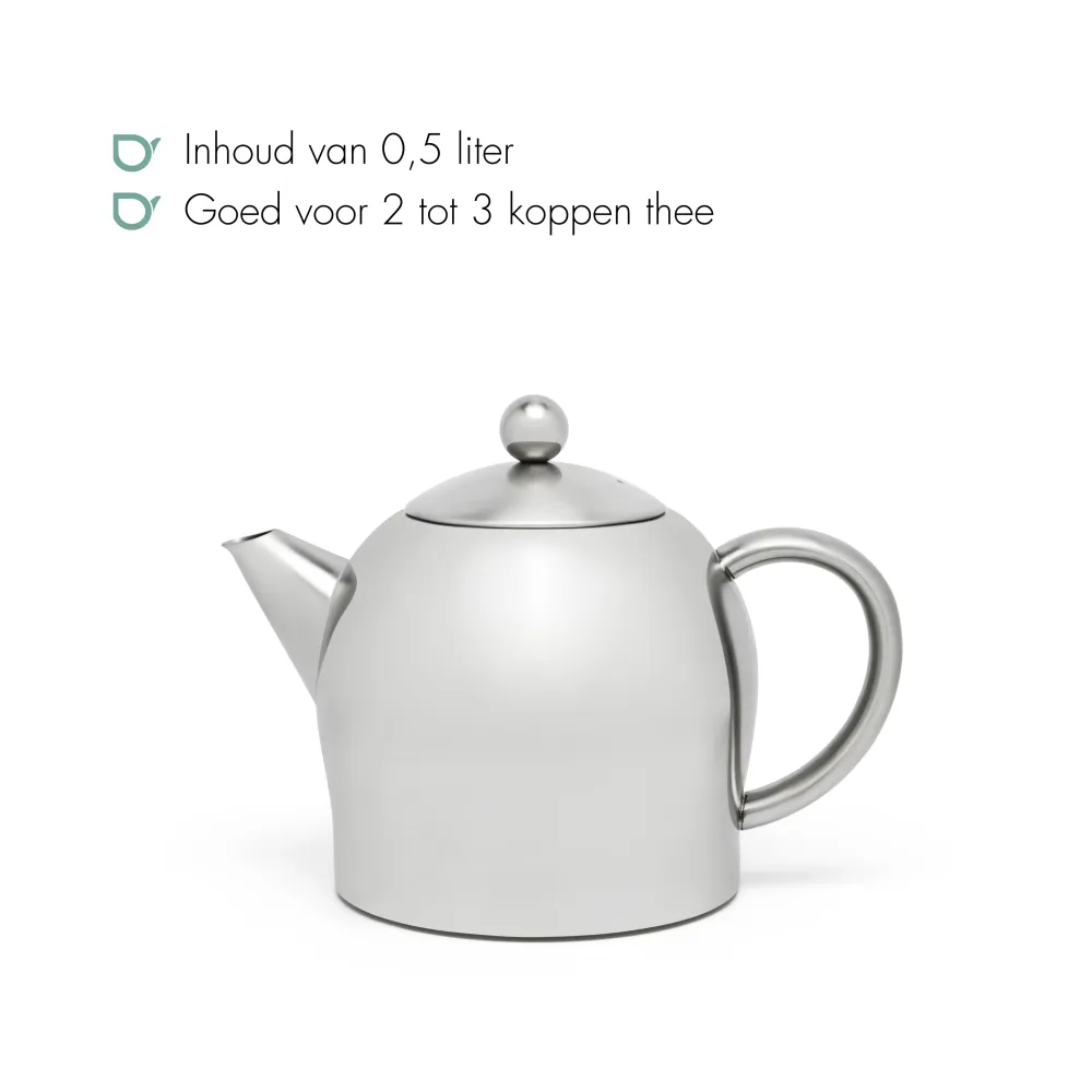 Bredemeijer - Dubbelwandige theepot Minuet Santhee - 0,5 liter - RVS - Mat