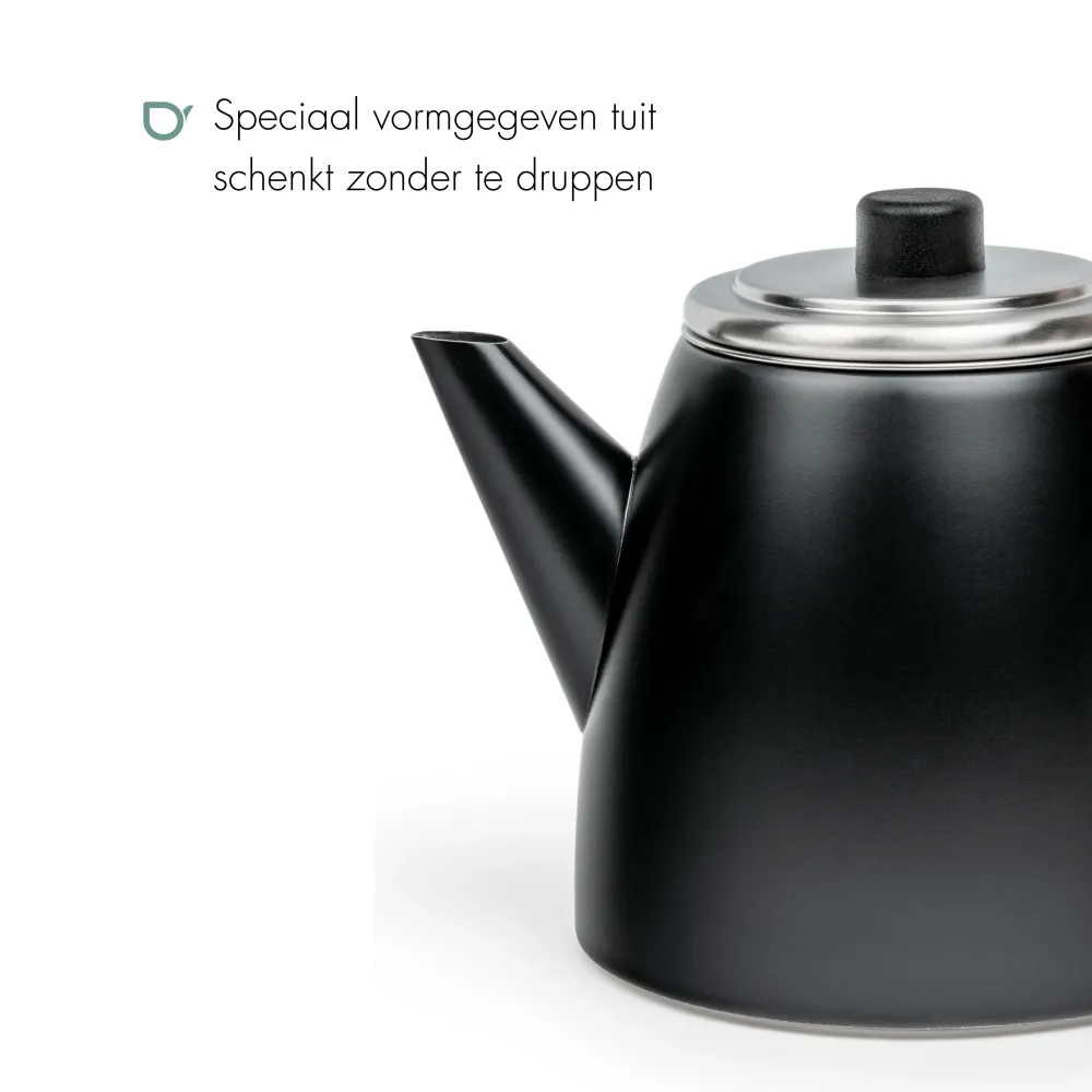 Bredemeijer - Dubbelwandige theepot Odense - 1,1 liter - Mat zwart - Met filter