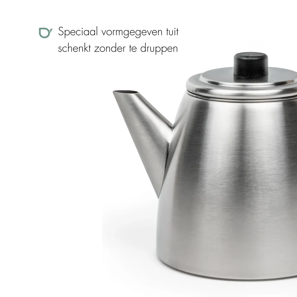Bredemeijer - Dubbelwandige theepot Odense - 1,1 liter - Mat staal - Met filter