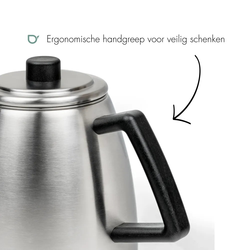 Bredemeijer - Dubbelwandige theepot Odense - 1,1 liter - Mat staal - Met filter