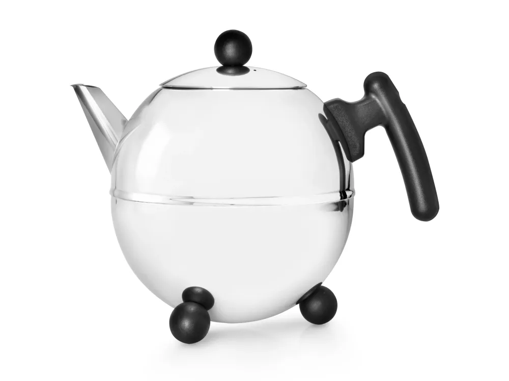 Bredemeijer - Duet® Bella Ronde – Dubbelwandige Theepot – 1,5 liter - RVS - Zwart beslag