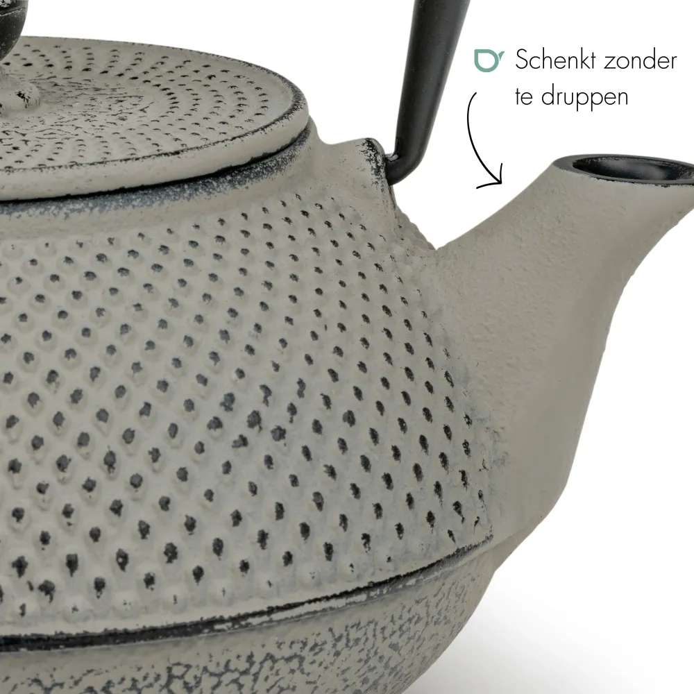 Bredemeijer - Gietijzeren theepot Jang - 0,8 liter - Betongrijs - Met filter