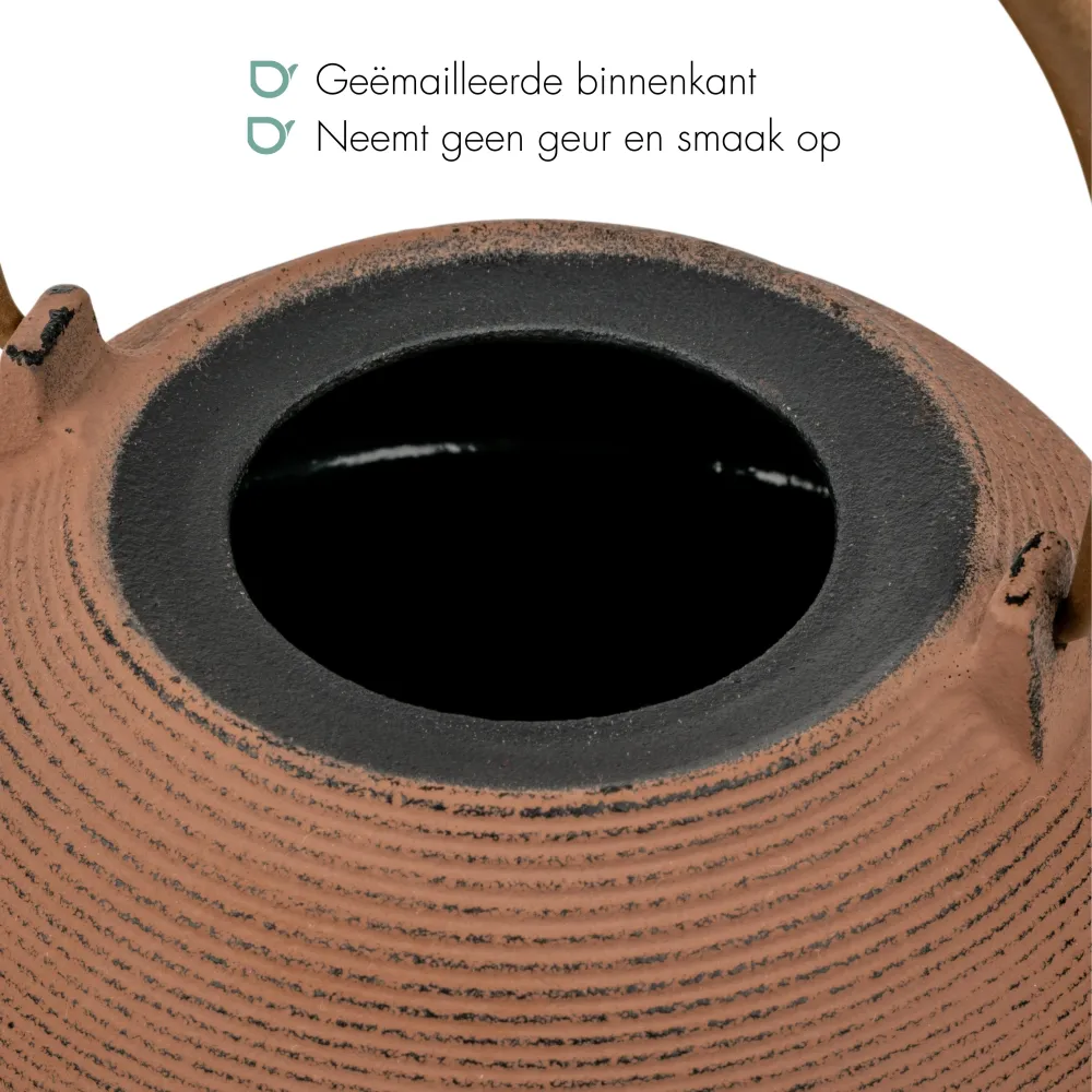 Bredemeijer - Gietijzeren theepot Sakura - 1,2 liter - Kastanjebruin - Met filter