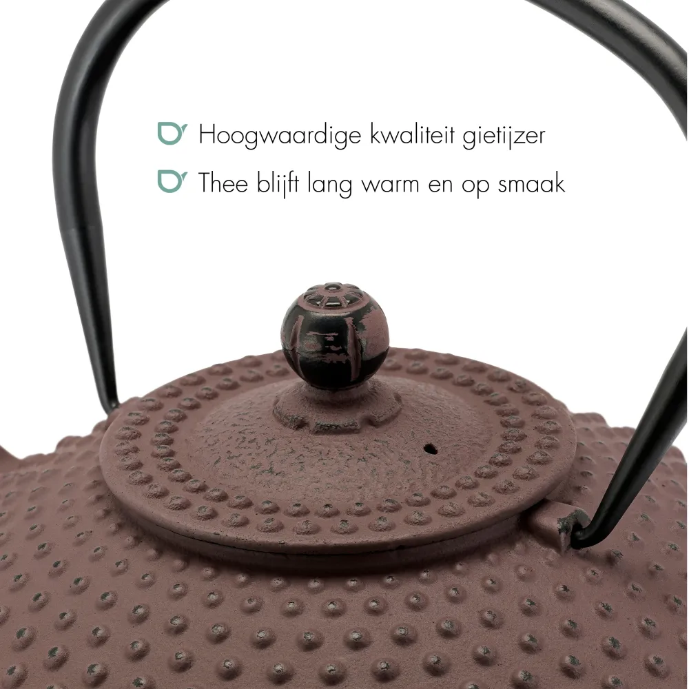 Bredemeijer - Gietijzeren theepot Xilin - 1,25 liter - Aubergine - Met filter
